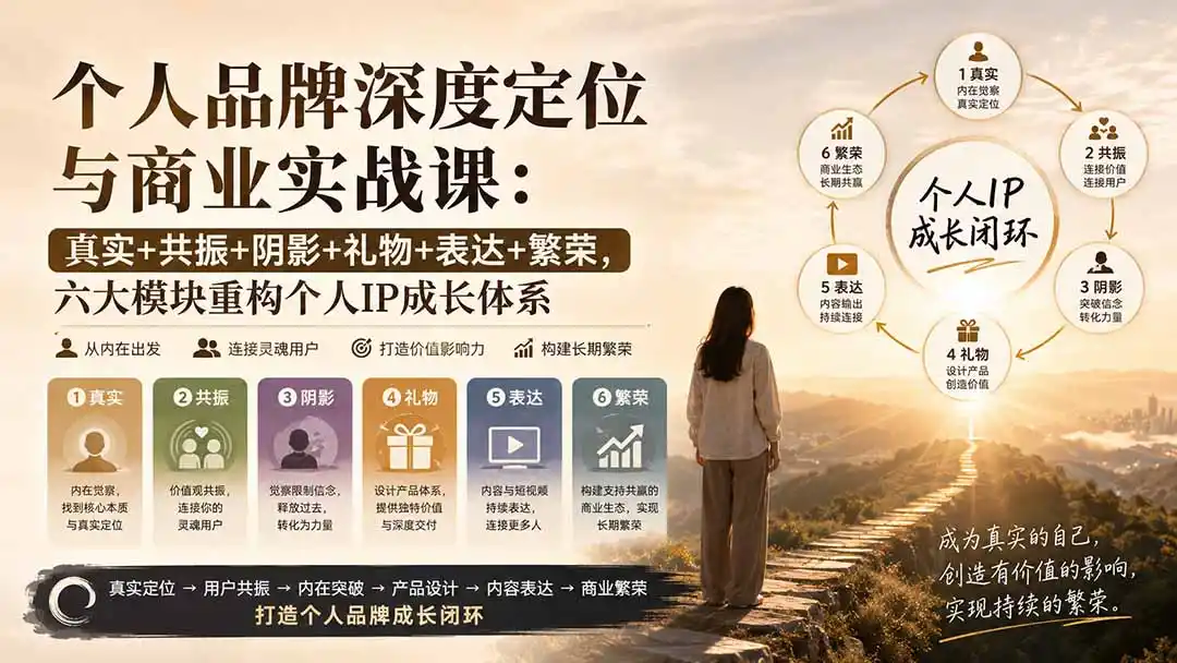 个人品牌深度定位与商业实战课:真实+共振+阴影+礼物+表达+繁荣,六大模块重构个人IP成长体系 个人品牌深度定位与商业实战课:真实+共振+阴影+礼物+表达+繁荣,六大模块重构个人IP成长体系