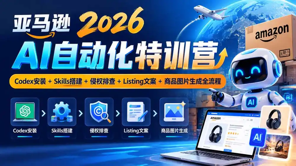 亚马逊2026AI自动化-10月特训营：Codex安装+Skills搭建+侵权排查+Listing文案+商品图片生成全流程