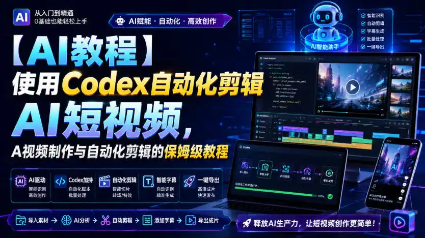 【AI教程】使用Codex自动化剪辑AI短视频,AI视频制作与自动化剪辑的保姆级教程 【AI教程】使用Codex自动化剪辑AI短视频,AI视频制作与自动化剪辑的保姆级教程