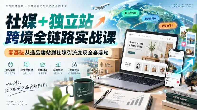 社媒+独立站跨境全链路实战课|零基础从选品建站到社媒引流变现全套落地 社媒+独立站跨境全链路实战课|零基础从选品建站到社媒引流变现全套落地