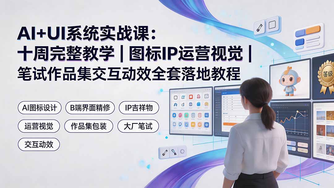 AI+UI系统实战课:十周完整教学|图标IP运营视觉|笔试作品集交互动效全套落地教程 AI+UI系统实战课:十周完整教学|图标IP运营视觉|笔试作品集交互动效全套落地教程