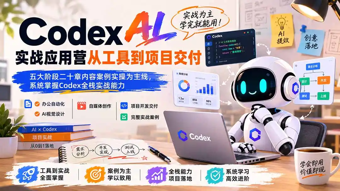Codex AI实战应用营从工具到项目交付;五大阶段二十章内容案例实操为主线,系统掌握Codex全栈实战能力 Codex AI实战应用营从工具到项目交付;五大阶段二十章内容案例实操为主线,系统掌握Codex全栈实战能力
