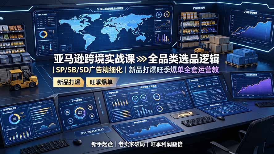 亚马逊跨境实战课:全品类选品逻辑|SP/SB/SD广告精细化|新品打爆旺季爆单全套运营教程 亚马逊跨境实战课:全品类选品逻辑|SP/SB/SD广告精细化|新品打爆旺季爆单全套运营教程