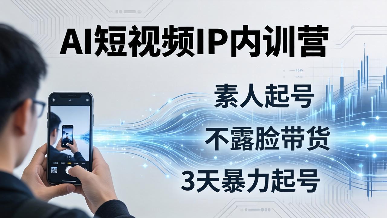 2026AI短视频IP内训营-更新:从素人起号到不露脸带货,3天暴力起号全流程拆解 2026AI短视频IP内训营-更新:从素人起号到不露脸带货,3天暴力起号全流程拆解