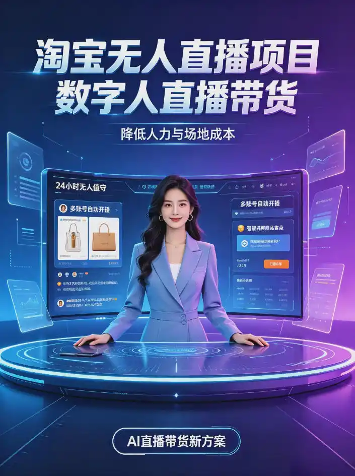 淘宝AI无人直播带货,24小时自动开播低门槛副业,无需真人长时间出镜,持续引流出单【揭秘】 淘宝AI无人直播带货,24小时自动开播低门槛副业,无需真人长时间出镜,持续引流出单【揭秘】