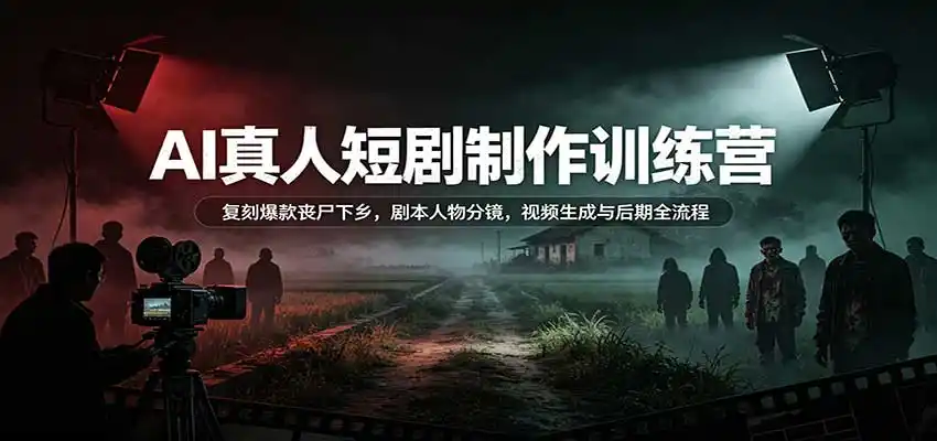 AI真人短剧制作训练营:复刻爆款丧尸下乡,剧本人物分镜,视频生成与后期全流程 AI真人短剧制作训练营:复刻爆款丧尸下乡,剧本人物分镜,视频生成与后期全流程