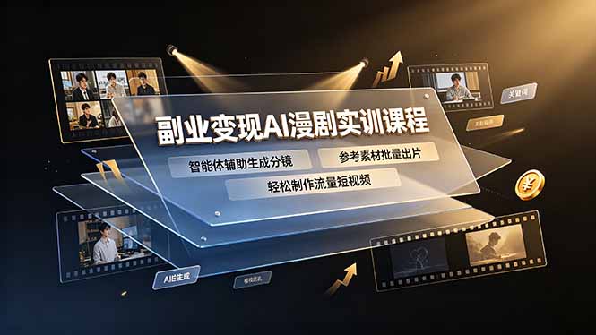 副业变现AI漫剧实训课程,智能体辅助生成分镜,参考素材批量出片,轻松制作流量短视频 副业变现AI漫剧实训课程,智能体辅助生成分镜,参考素材批量出片,轻松制作流量短视频