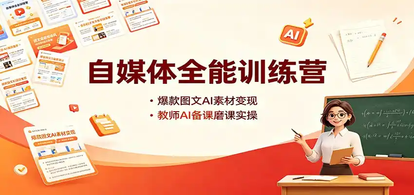 自媒体全能训练营:爆款图文AI素材变现,教师AI备课磨课实操 自媒体全能训练营:爆款图文AI素材变现,教师AI备课磨课实操