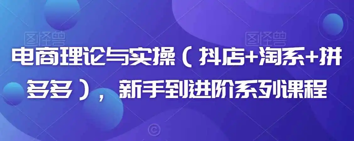 电商理论与实操(抖店+淘系+拼多多),新手到进阶系列课程 电商理论与实操(抖店+淘系+拼多多),新手到进阶系列课程