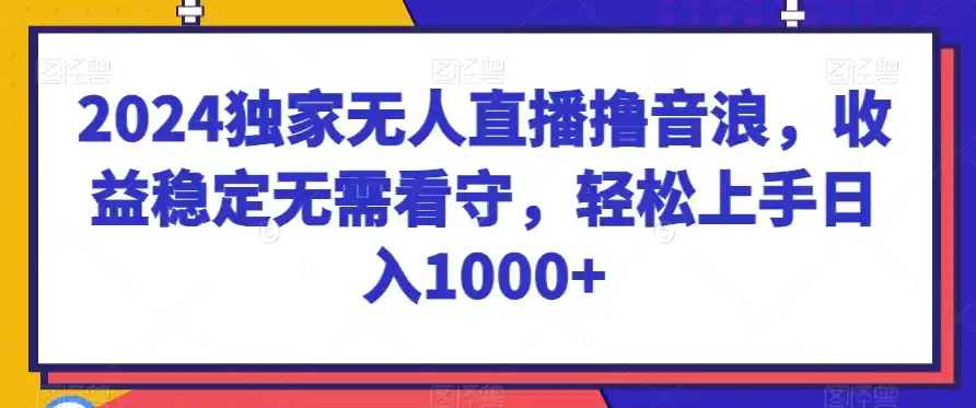 2024独家无人直播撸音浪,收益稳定无需看守,轻松上手日入1000+【揭秘】 2024独家无人直播撸音浪,收益稳定无需看守,轻松上手日入1000+【揭秘】