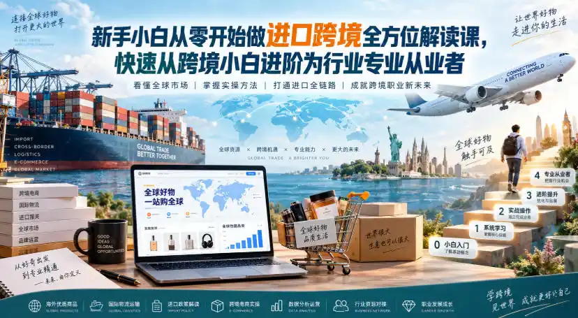 新手小白从零开始做进口跨境全方位解读课,快速从跨境小白进阶为行业专业从业者 新手小白从零开始做进口跨境全方位解读课,快速从跨境小白进阶为行业专业从业者