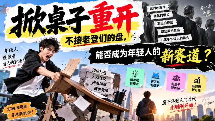 某公众号付费文章:掀桌子重开,不接老登们的盘,能否成为年轻人的新赛道? 某公众号付费文章:掀桌子重开,不接老登们的盘,能否成为年轻人的新赛道?