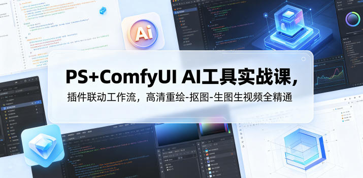 PS+ComfyUI AI工具实战课,插件联动工作流,高清重绘-抠图-生图生视频全精通 PS+ComfyUI AI工具实战课,插件联动工作流,高清重绘-抠图-生图生视频全精通