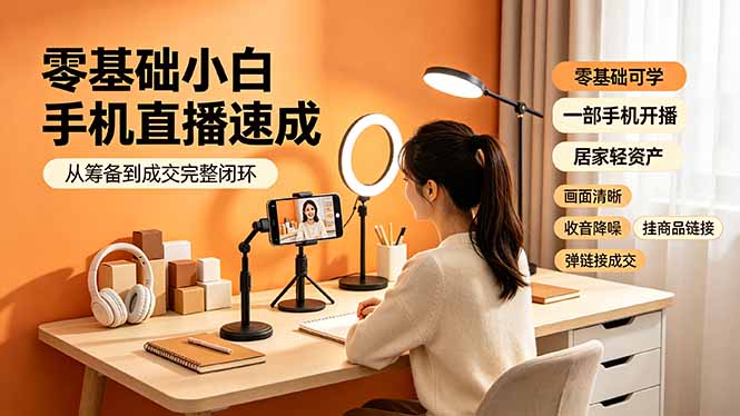 零基础小白手机直播速成,从筹备到成交完整闭环,适配苹果安卓系统,解决杂音卡顿留人难问题 零基础小白手机直播速成,从筹备到成交完整闭环,适配苹果安卓系统,解决杂音卡顿留人难问题